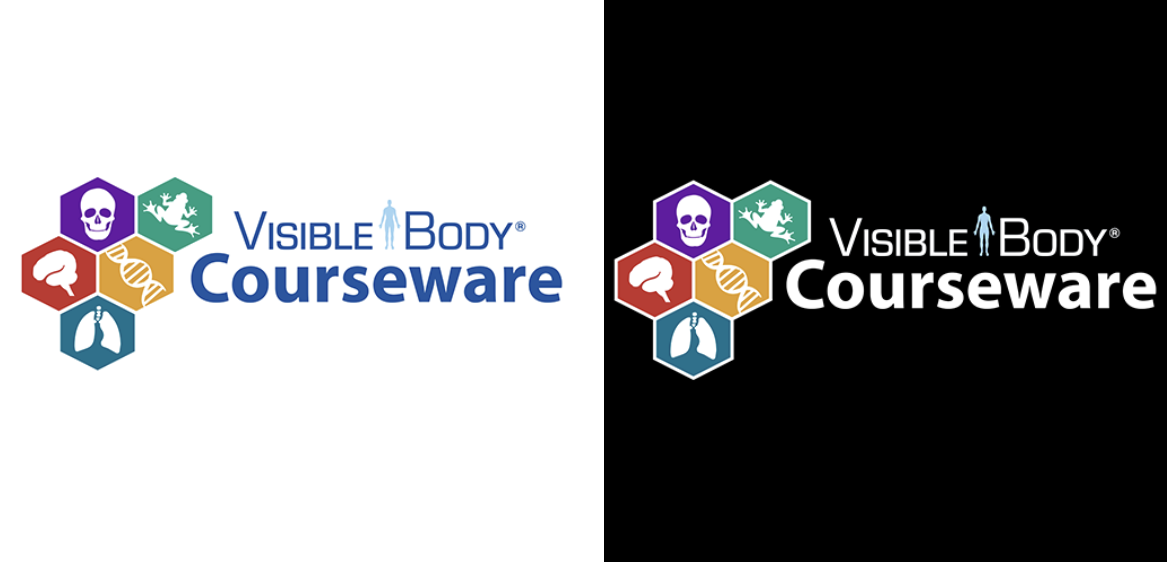 Square Courseware banners, 1 with white background and 1 with black background